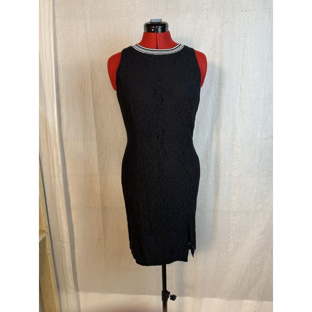 PROJECT RUNWAY Dress Womens Size 12 Black Lace Floral Stretch Zip Up Goth D661